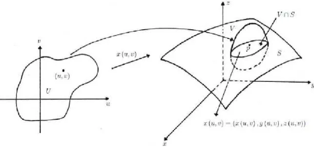 Figura 1.2: Parametrizaci´on de una superficie regular