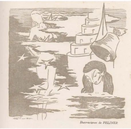 Ilustración tomada del libro La tarde y ella (1947). 