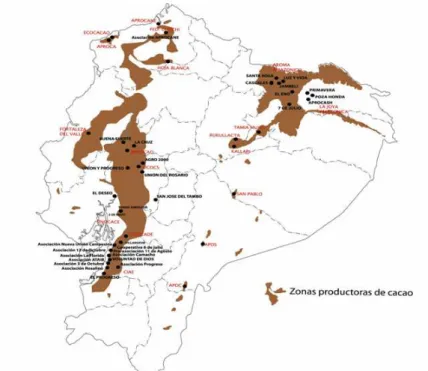 Ilustración 42.1.10 Principales zonas de producción de Cacao del Ecuador 18