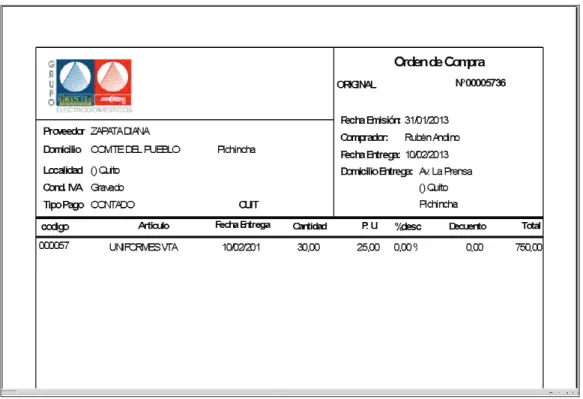 Figura 25 – Registro de Orden de Compra 
