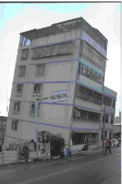 Figura 10. Falla  Torsional y consecuente inclinación del edificio en Taiwan  FUENTE. Sismo de Taiwan 1999 