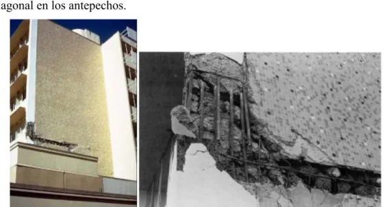 Figura 21.Grietaydesconchamiento del concreto en muro de cortante y acercamiento del daño del  edificio del Hospital Holy Cross 