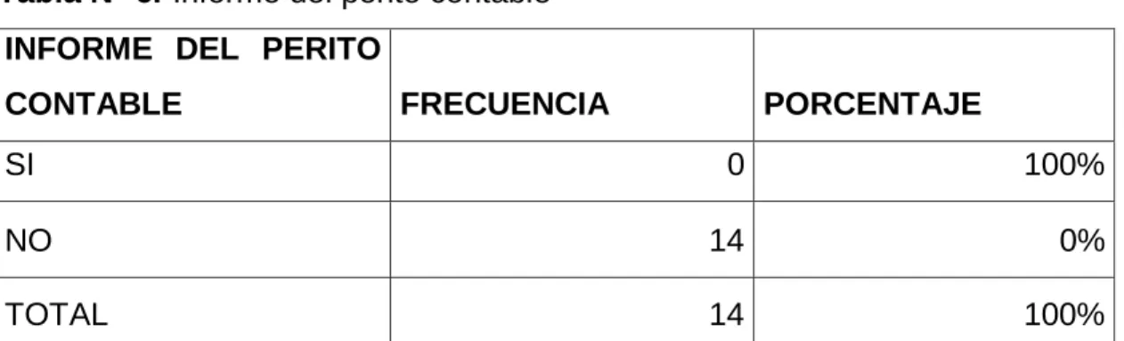 Gráfico N° 2.- Informe del perito contable