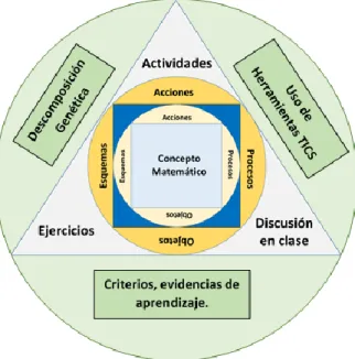 Figura 8: Ciclo ACE como herramienta de enseñanza de la teoría APOE. Adaptado de Rodriguez A, 2014