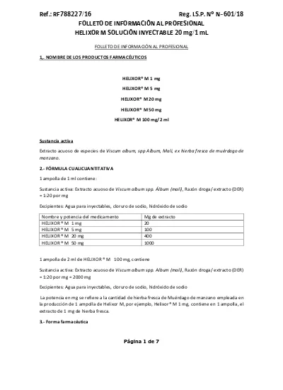 FOLLETO DE INFORMACIÓN AL PROFESIONAL HELIXOR M SOLUCIÓN INYECTABLE 20 ...