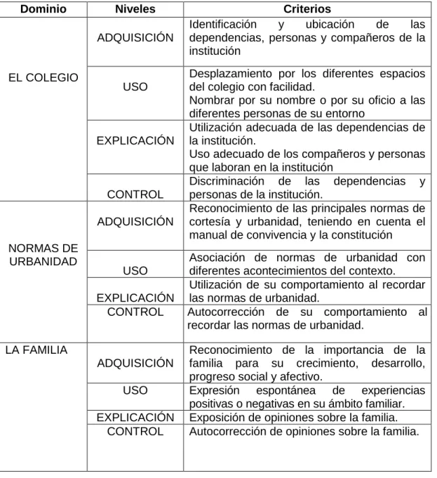 Cuadro 6. Criterios de evaluación dimensión socio-afectiva 
