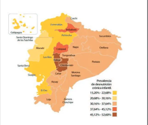 Figura 1.1. Mapa de desnutrición crónica infantil en el Ecuador 