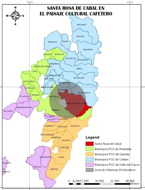 Ilustración 1 Mapa de Santa Rosa de Cabal en el PCCC. Elaboración propia