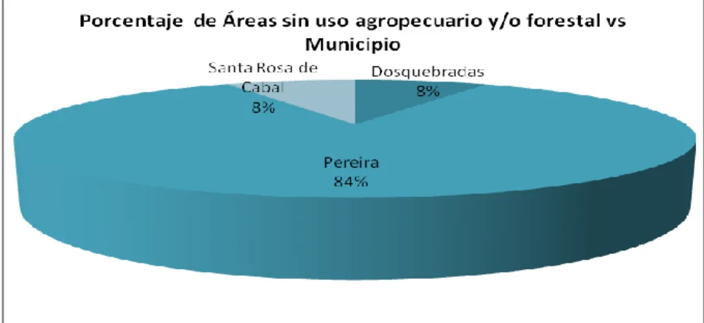 Gráfico 10. Porcentaje  de Áreas sin uso agropecuario y/o forestal por Municipio. 
