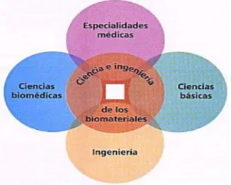 Figura  1. Disciplinas que participan en la ciencia e ingeniería de los biomateriales