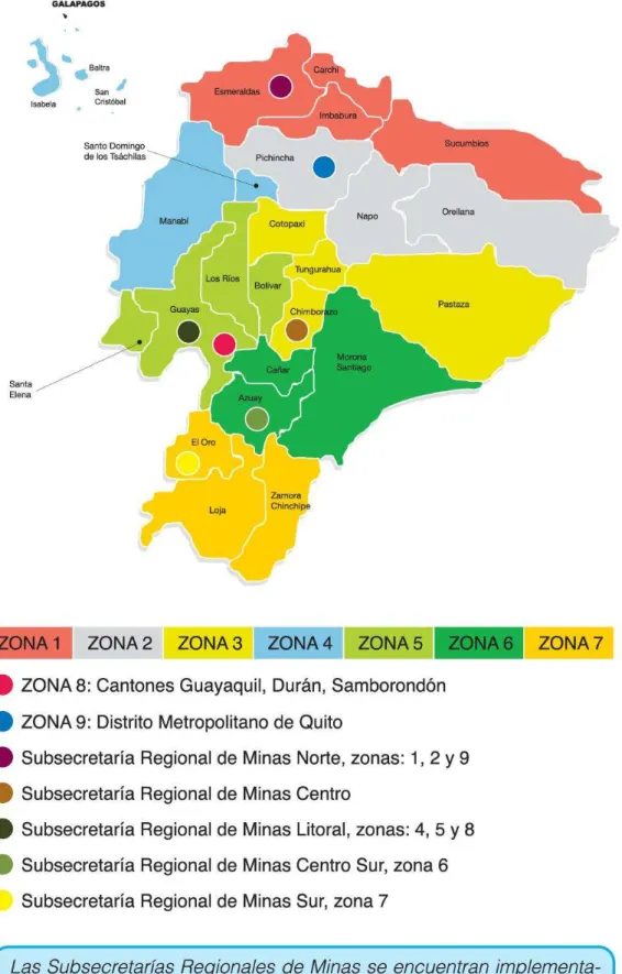 Figura 5: Mapa del Ecuador distribuido por Zonas 