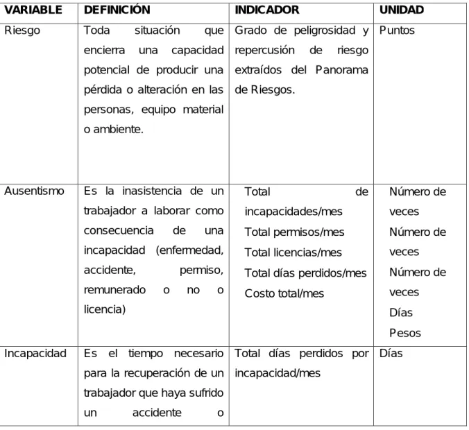 Tabla 4: VARIABLES DE INVESTIGACIÓN 
