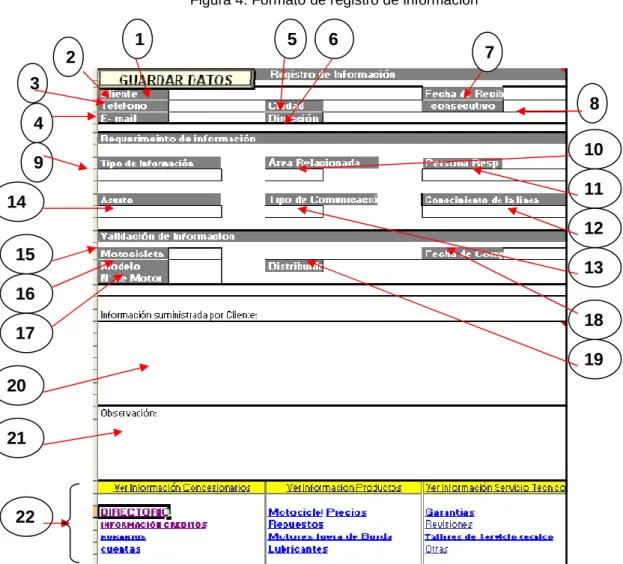 Figura 4: Formato de registro de información 
