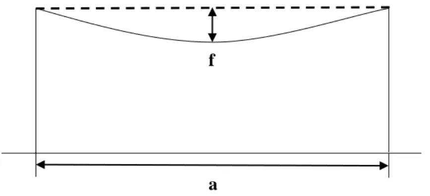 Figura 2.2. Representación gráfica del vano y la flecha. 