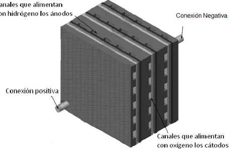 Figura 3. Disposición de una celda de combustible de hidrogeno 