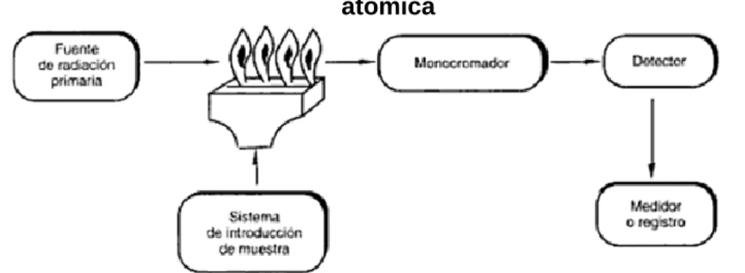 Figura 1. Componentes básicos de un espectrofotómetro de absorción  atomica 