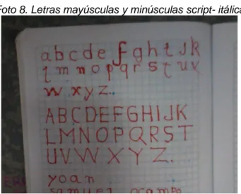 Foto 8. Letras mayúsculas y minúsculas script- itálica