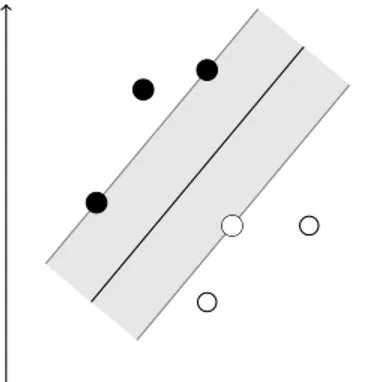 Figura 1.7: Distancia m´ınima M de las muestras al hiperplano