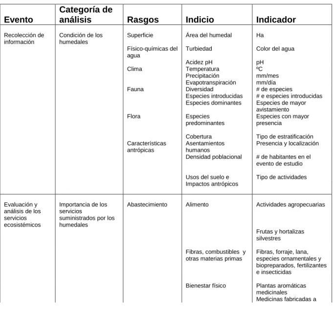 Tabla 1. Estructura de análisis 
