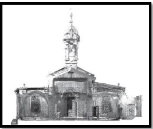 Figura 1.5. Vista de una nube de puntos 3D del edificio de San Fiz de Solovio  (Santiago de Compostela)