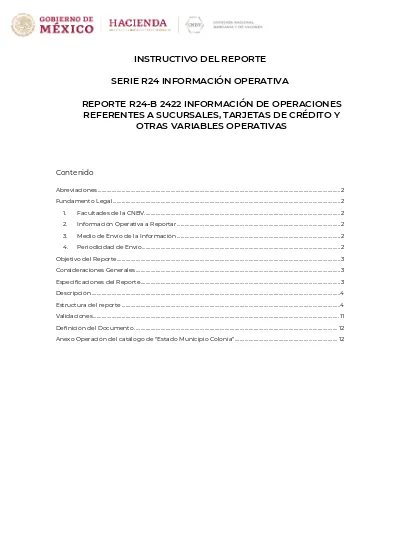 INSTRUCTIVO DEL REPORTE SERIE R24 INFORMACIÓN OPERATIVA