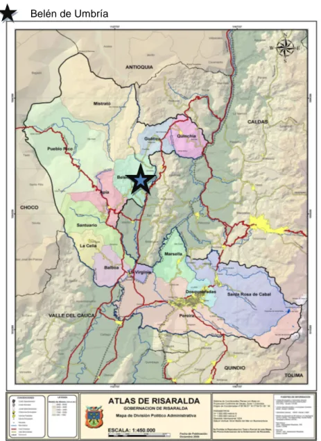 Figura 1. Localización del Municipio de Belén de Umbría. 