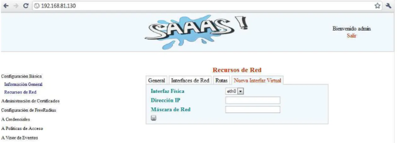Figura 2.15 Página Recursos de Red/Pestaña: Nueva Interfaz Virtual del servidor  