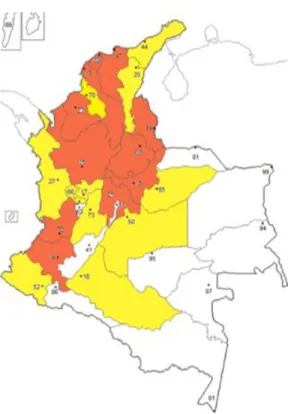 Figura 16. Mapa de muertes por descargas atmosféricas por departamento en Colombia [20]