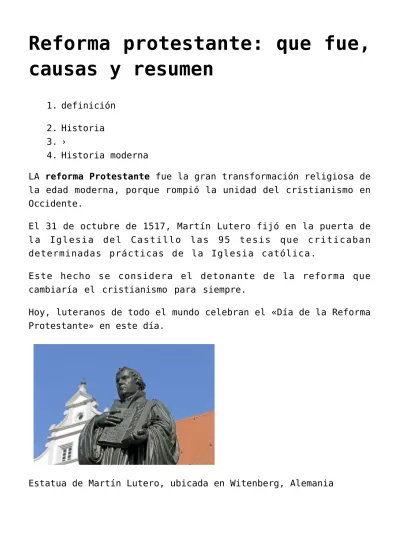 Reforma Protestante: Que Fue, Causas Y Resumen