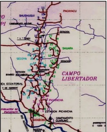 Figura 1.2 Mapa de Ubicación de los Primeros Pozos en el Campo Libertador 