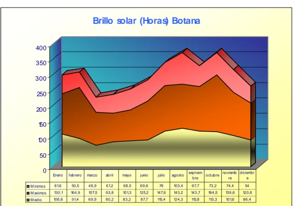Figura 13. Brillo solar Estación Metereológica Botana 