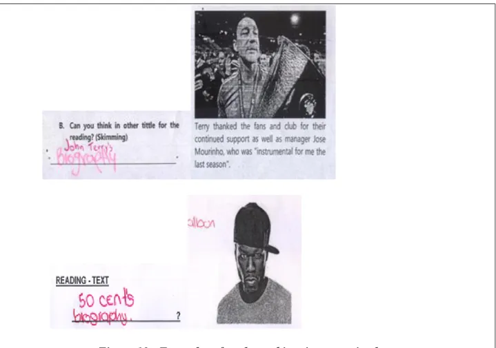 Figure 10 - Examples of students skimming a text in class.