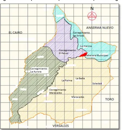 Figura  1: Mapa división política municipio de Argelia, Valle del Cauca 