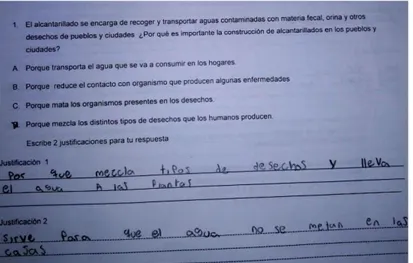 Figura 14. Respuesta del estudiante J a la pregunta 1.1 en el pretest 