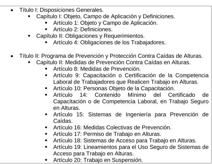 Cuadro 3. Resolución 1409 de 2012 