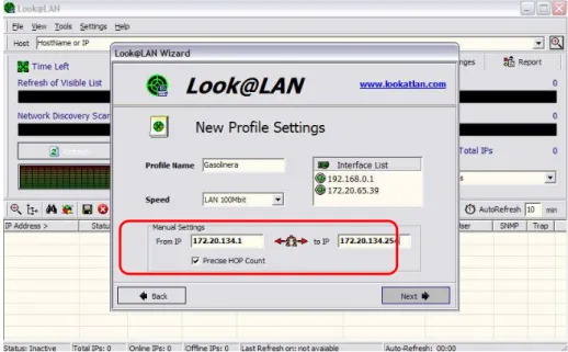 Figura 2.2 Configuración del rango de las direcciones IP 