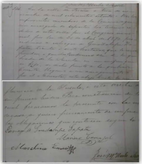 Figura 29. Entrega del terreno (37 hectáreas) a Lupe: La Junta Auxiliar Legislativa  13 noviembre de 1873