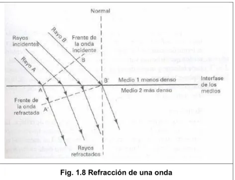 Fig. 1.8 Refracción de una onda 