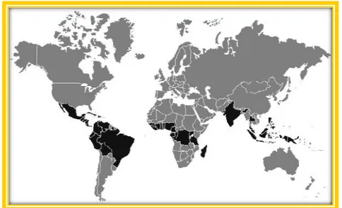 Figura 12. Principales países productores de Theobroma Cacao L. [19]. 