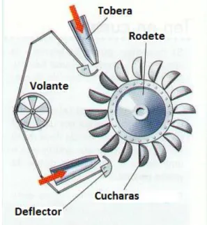 Figura 3 Turbina Pelton (Briceño, Escobar , &amp; Ramirez , 2008) 