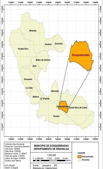 Figura 2. Localización del municipio de Dosquebradas en el  departamento de Risaralda