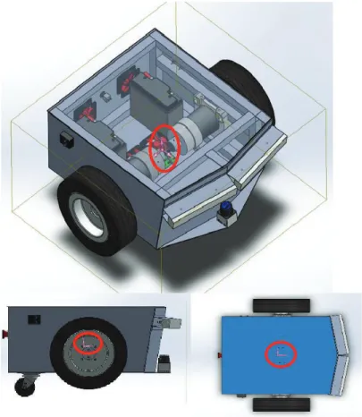 Figura 2.6. Modelo en SolidWorks con ubicación del centro de masa 