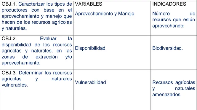 Figura 1. Tabla de concentración de conceptos para la elaboración de variables e  indicadores para la generación del instrumento (Bernal, 2014)
