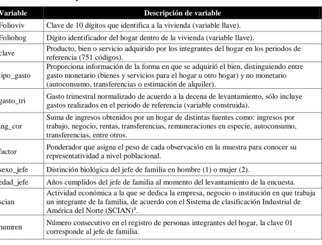 Cuadro III.2. Descripción de variables 