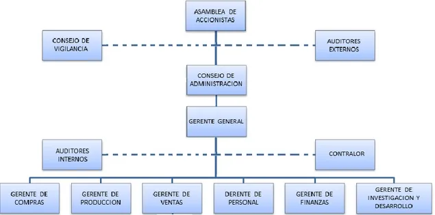 Figura 2.1 Organigrama de una empresa con estructura básica 