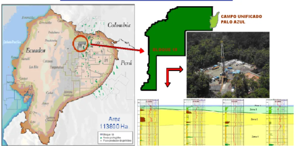 Figura 2.1 Mapa de la República del Ecuador y ubicación del Bloque 18 