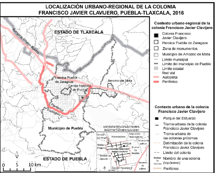 Ilustración 2 Localización Urbano-Regional de la Colonia Francisco Javier Clavijero. 