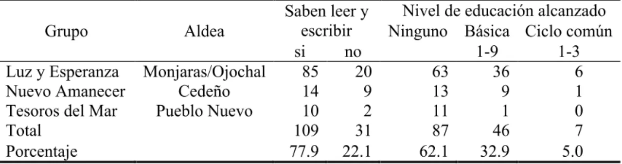 Cuadro 5. Escolaridad a nivel familiar.