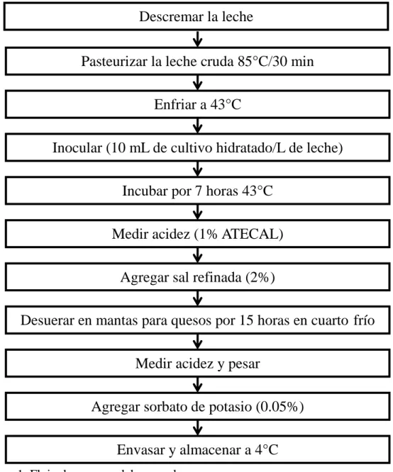 Figura 1. Flujo de proceso del queso de yogur.  