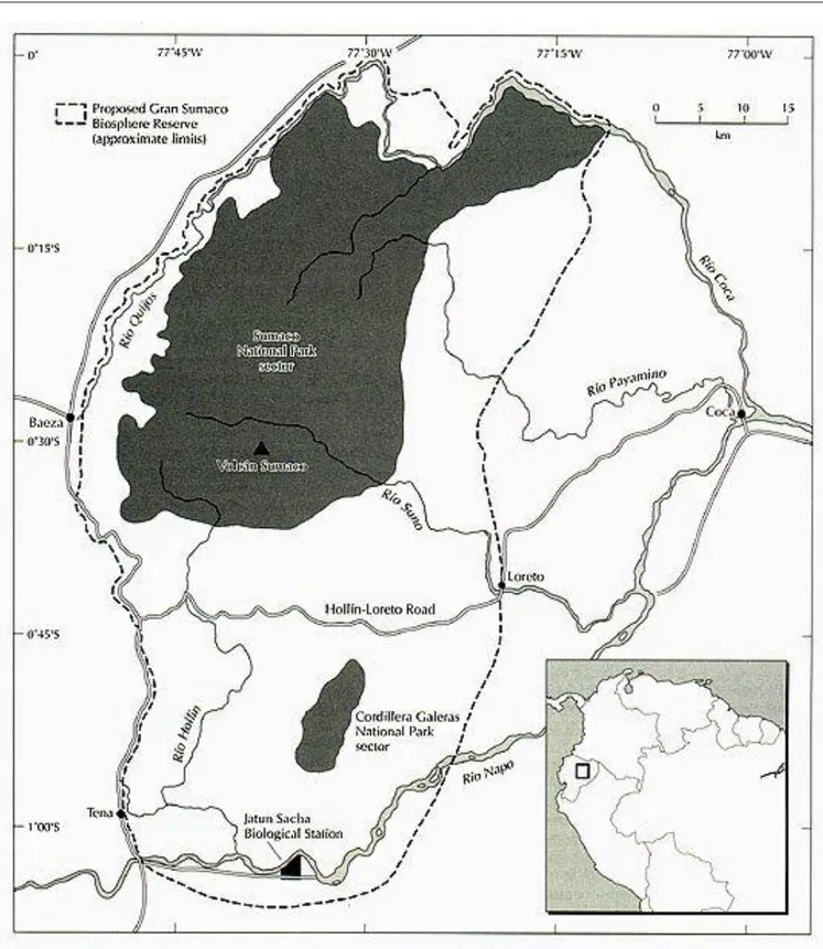 Figure 2. Biosphere Reserve Sumaco (Bigal River Biological Reserve 2012). 